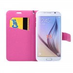 Wholesale Galaxy S6 Crystal Flip Leather Wallet Case with Strap (Eiffel Tower Hot Pink)